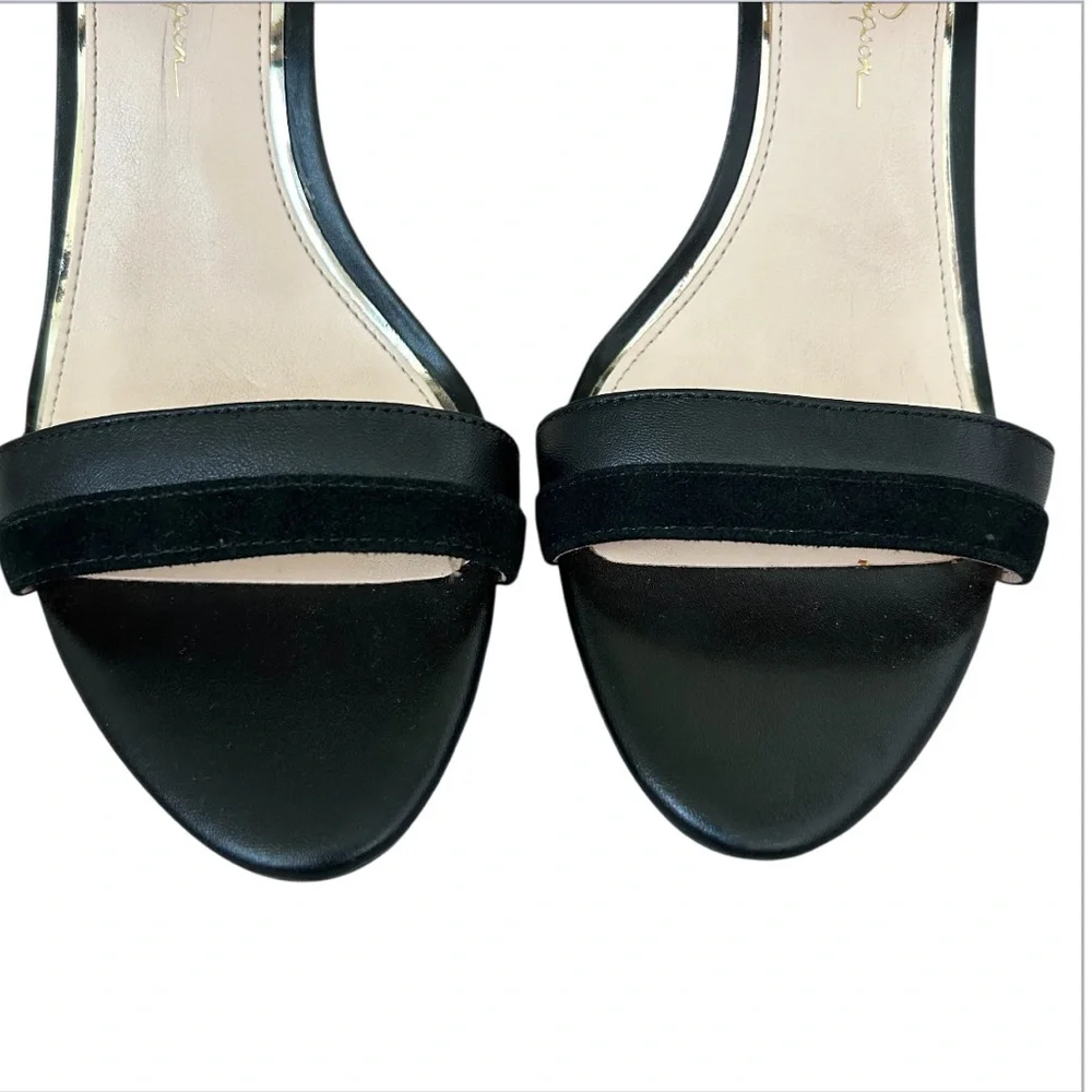 JESSICA SIMPSON Women’s Black Strappy Sandals Vegan Leather & Suede 4